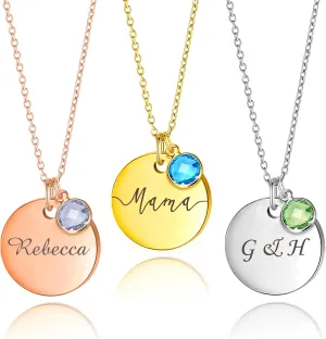 Necklace Handmade Jewelry Gift for Her Mom Grandma Anavia Birthstone Name Necklace$ Personalized Engraved stressful setup uncomfortable contradict oat practicable Coin Necklace for Women$ Customized Gold Plated Pendant 