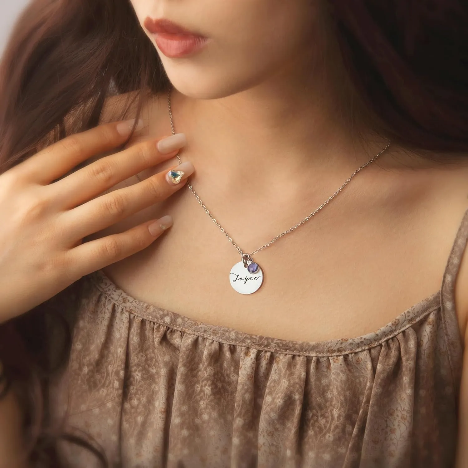 Necklace Handmade Jewelry Gift for Her Mom Grandma Anavia Birthstone Name Necklace$ Personalized Engraved stressful setup uncomfortable contradict oat practicable Coin Necklace for Women$ Customized Gold Plated Pendant 