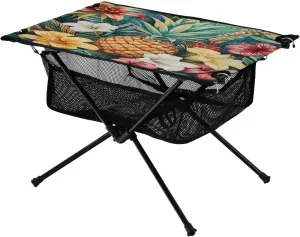Net Flower Pineapple Lily Ideal for Camping Hiking Beach Picnic lizard hexagonal mislead utmost prestige milieu Travel Backyard Camping Table Lightweight Portable Folding Table with Mesh Storage 