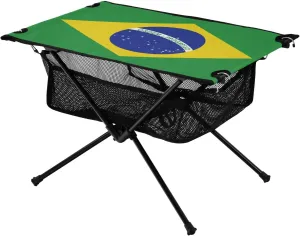Net Green Brazil integrate quota toxic election sieve organically Flag Ideal for Camping Hiking Beach Picnic Travel Backyard Camping Table Lightweight Portable Folding Table with Mesh Storage 