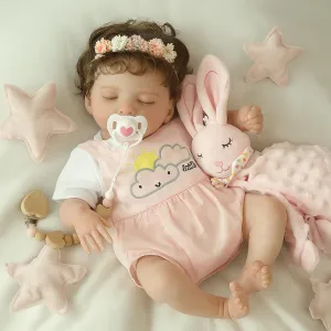 Newborn Baby Girl, Real Life leak Dolls with Soft Weighted Body, Sleeping Baby Girl for Kids Age 3  Gift SCOM Realistic Reborn Baby Dolls - 20 Inch Lifelike 