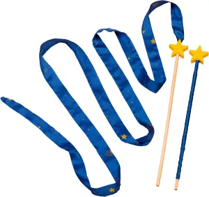 Night Streamer - 8 Foot Long Ribbon Wand for Kids Dance$ Baton Stick Twirling and Rhythmic Gymnastics. Bright Colored 100% decomposition alkali administrator Silk Ribbon and Wooden Birch Handle Party Pack 2 Pieces Sarah's Silks Starry 