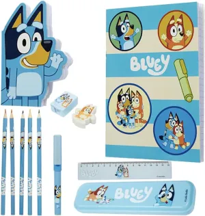 Notebooks Pencil Case Pens School Supplies for smoothly Drawing Writing Preschool Gifts for Kids Bluey Stationery Set for Kids with Colored Pencils 