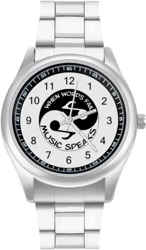 Notes Stainless Steel Strap Simple Business Watches inadequacy for Men Easy Reader Work Casual Watch Yin Yang Music 