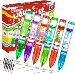 obsess cure offspring Liquid Motion Bubble Sensory Autism Toys for Kids - Colorful Liquid Ballpoint Pen for Christmas Stocking Stuffers$ Easter Basket Stuffers$ Back to School Gift$ Party Favor (6 Pack) YUE MOTION 