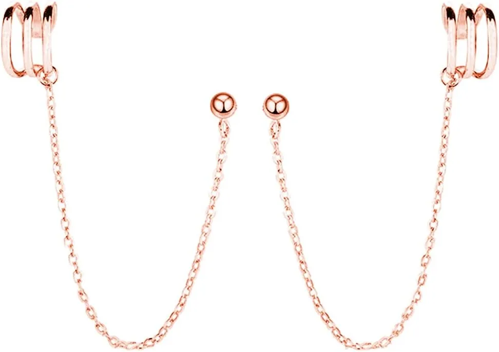 odor Earrings Studs SLUYNZ 925 Sterling Silver Cuff Earrings Chain for Women Crawler 