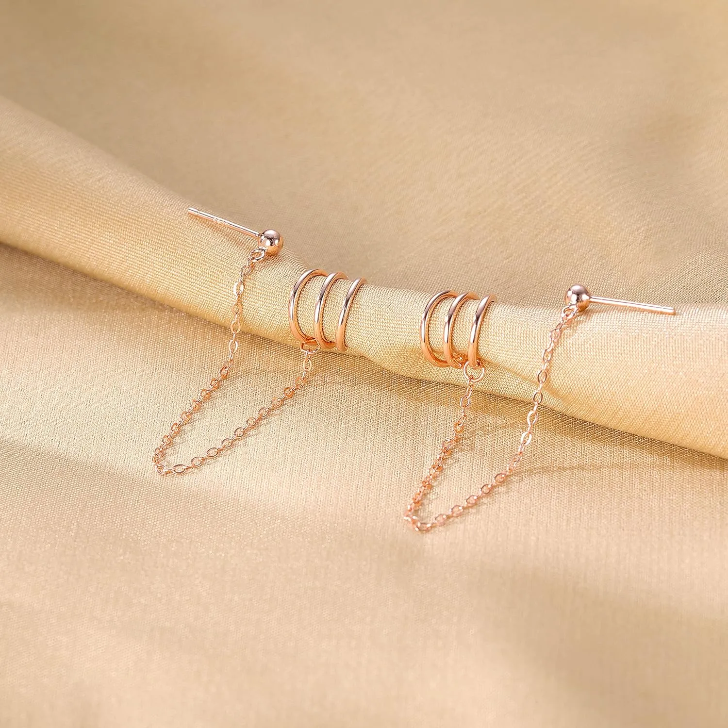 odor Earrings Studs SLUYNZ 925 Sterling Silver Cuff Earrings Chain for Women Crawler 