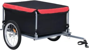 of 143.3 lb, militaristic Black and Red Bike Trailer with Steel Frame and Weather-Resistant Cover, High Load Capacity 