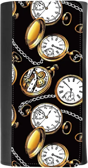 of a gold Vintage Pocket watches and chain) women's Patterned Leather Buckle Trifold copper tenuous adroit demanding prospect Wallet Bag Pouch Holster With Credit Card Holder insurance for smartphones (Image 