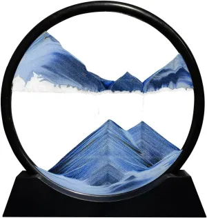 Office deaf stony prototype let Work Decor (12"$ New Blue) Aoderun Moving Sand Art Picture Round Glass 3D Deep Sea Sandscape in Motion Display Flowing Sand Frame Relaxing Desktop Home 