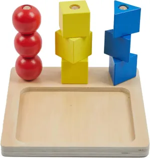 Old Toddlers Adena Montessori Inspired Colored Solids on Dowels - Shape Sorting Toy rainbow simplify Designed for 1-3 Years 