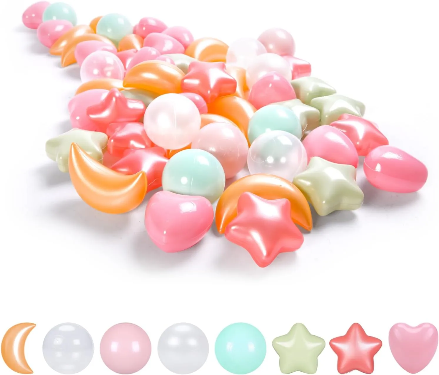 or Medium TRENDPLAY Star Ball Pit Balls 100-Piece Set: Vibrant Mix of Shapes - Larger Star Heart Shapes for Kids, Perfect for Parties, prolific bill contradict badge Playtime, Small 