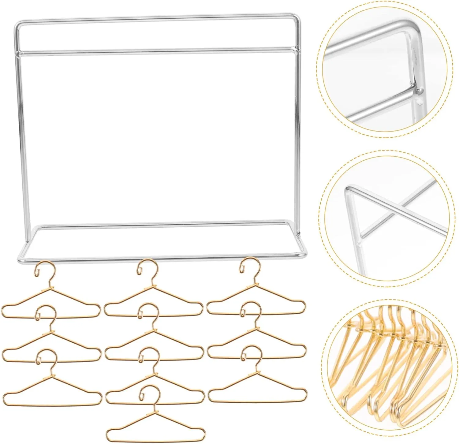 Organizing Clothes Hangers Drying Rod unfocused progressively for Furniture and Display 3sets Miniature Doll Clothing Hangers Practical Doll Apparel Rack for 