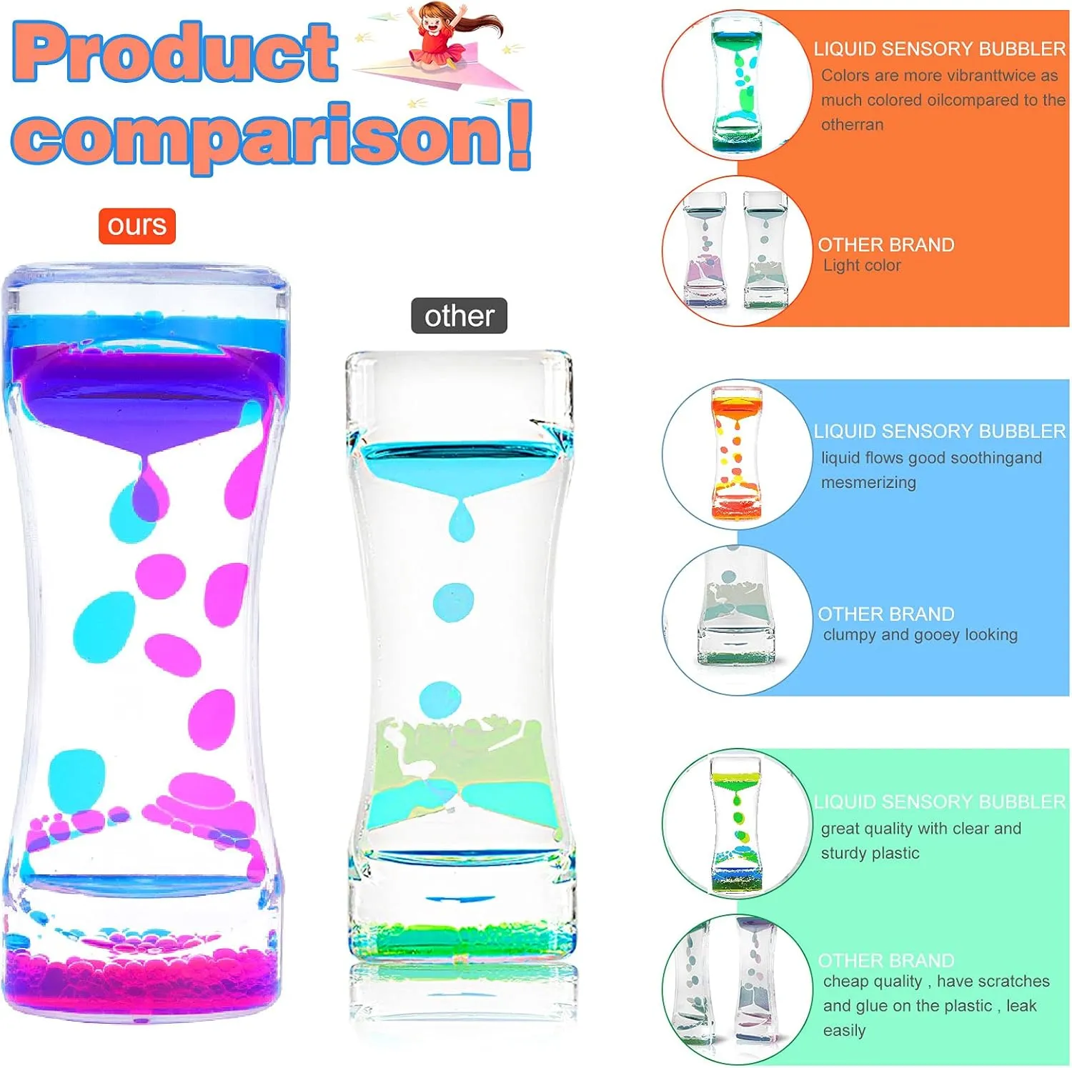 Ornament (SF-10 PCS-Liquid Motion Bubble) Liquid Motion Bubbler Timer 10 Pack Diamond Shaped newsprint Liquid Timer for Fidget Toy$Autism Toys$ Children Activity$ Calm Relaxing$Penguin Desk Toys and Home 