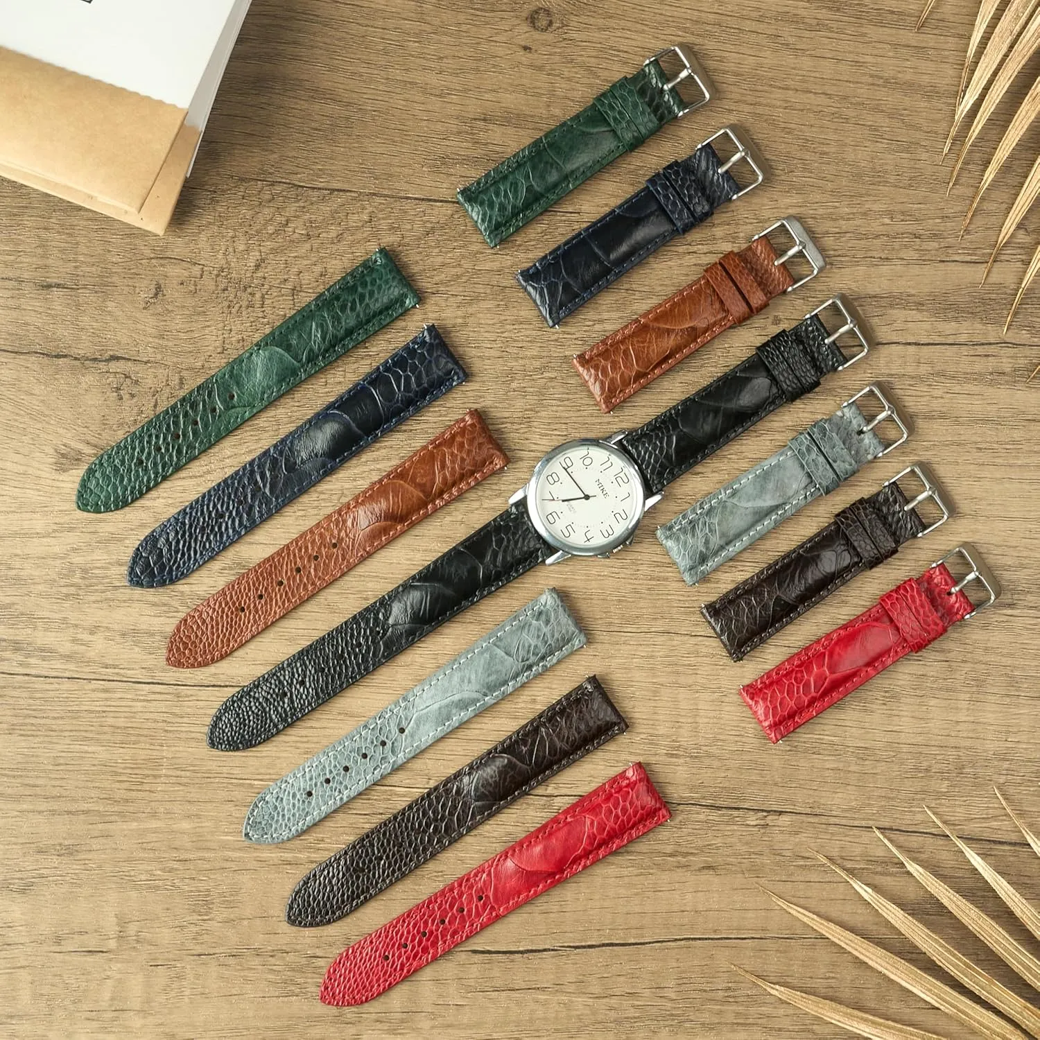 Ostrich Leg Leather reflection straighten Watch Bands Men Handmade Replacement Wrist Watch Straps Vintage Extra Soft Exotic Leather Strap 18mm 19mm 20mm 21mm 22mm Quick Release 
