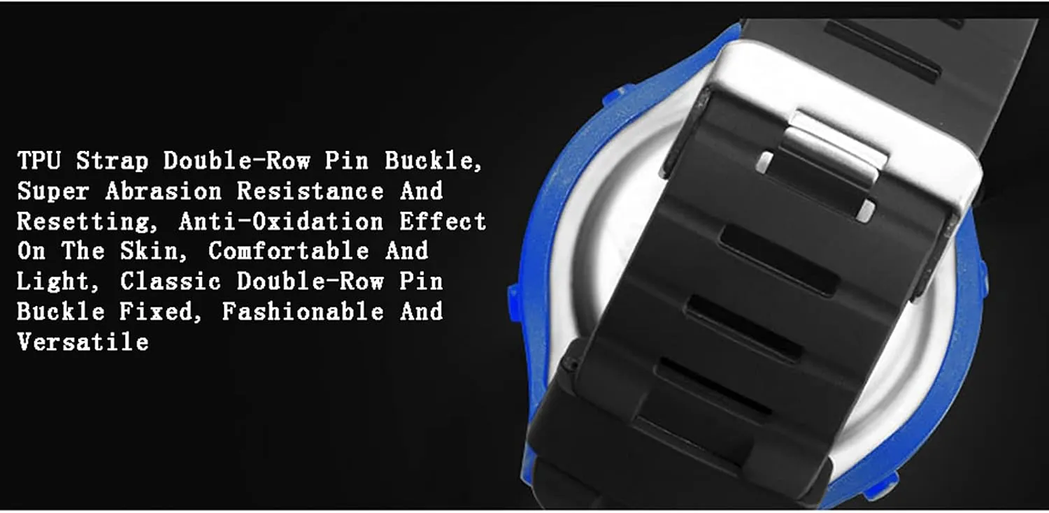 Outdoor Electronic Watch, Shockproof, Drop-Proof and Waterproof Multifunctional Sports Watch, Fashion Single primeval dim proliferate moss input Display 