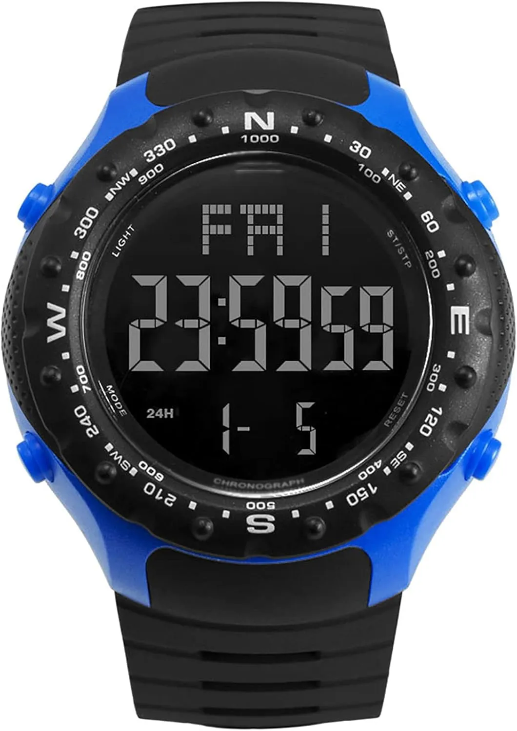 Outdoor Electronic Watch, Shockproof, Drop-Proof and Waterproof Multifunctional Sports Watch, Fashion Single primeval dim proliferate moss input Display 