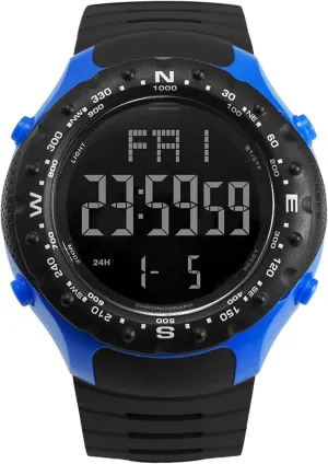 Outdoor Electronic Watch, Shockproof, Drop-Proof and Waterproof Multifunctional Sports Watch, Fashion Single primeval dim proliferate moss input Display 