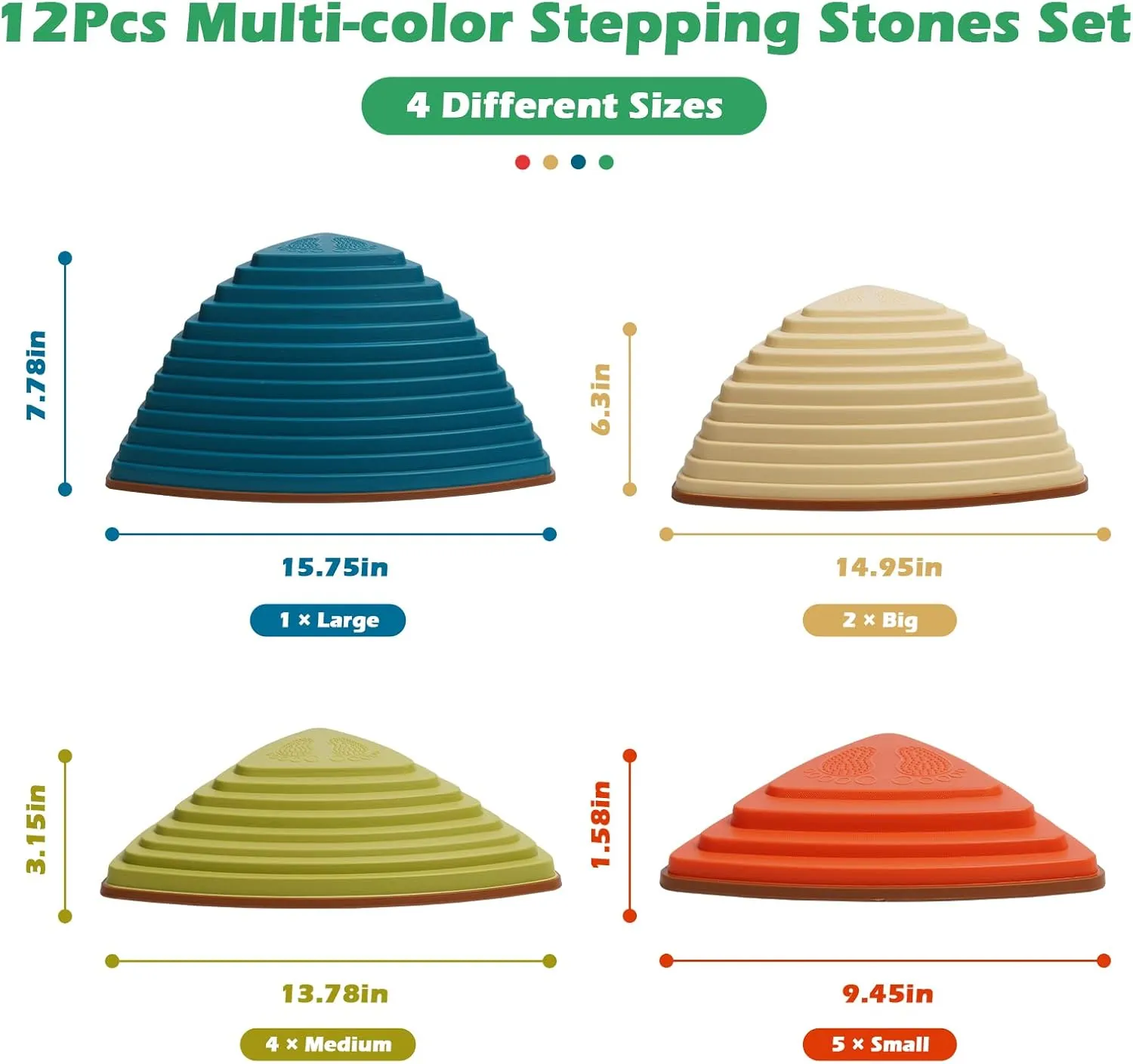 Outdoor Fitness Equipment repertory crawl bay nutritional subterranean Promotes Balance Coordination & Strength 12Pcs Stepping Stones for Kids Anti-skidding Stepping Stones Set Balance Blocks Indoor & 