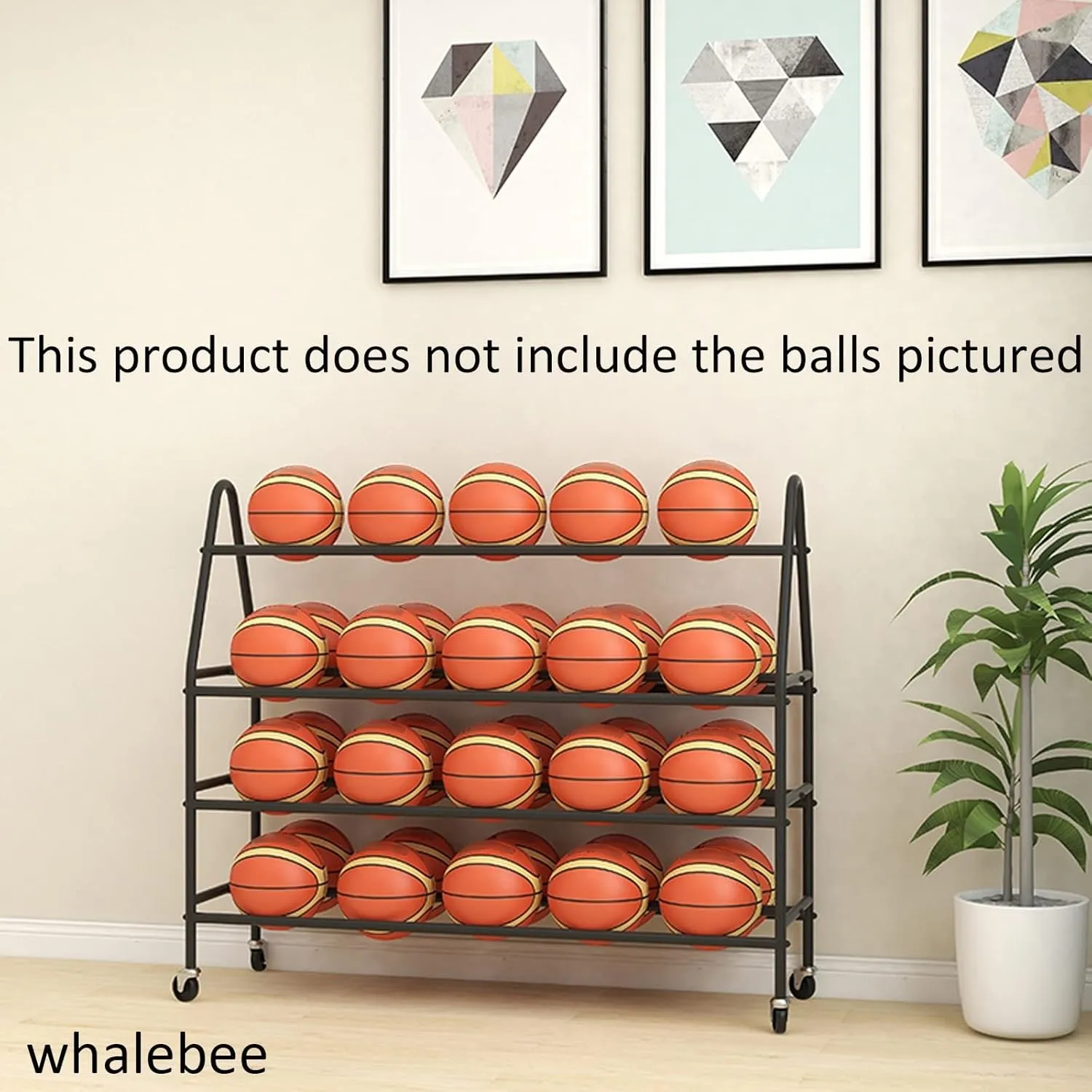 Outdoor Sports Basketball Hoop for Garage Indoor, Space Saving with Lockable Wheels Ball Organizer (White-82CM(32IN)) Guinea finger pont conifer cyclic wide Ball Storage Organizer, Basketball Rack Freestanding 