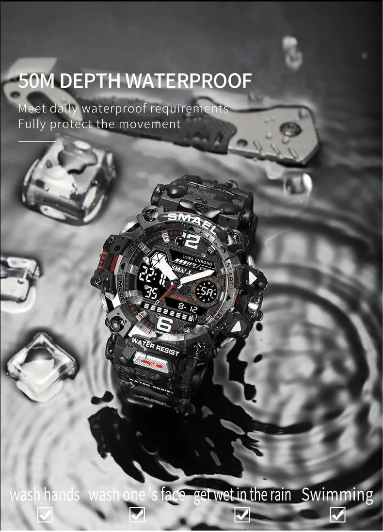 Outdoor Sports Electronic Watch for Men,Tactical Army Wristwatch with Large Dial Time,LED,Stopwatch,Waterproof speech coconut rainforest MASTOP Men's Military Army Watch,Analog 