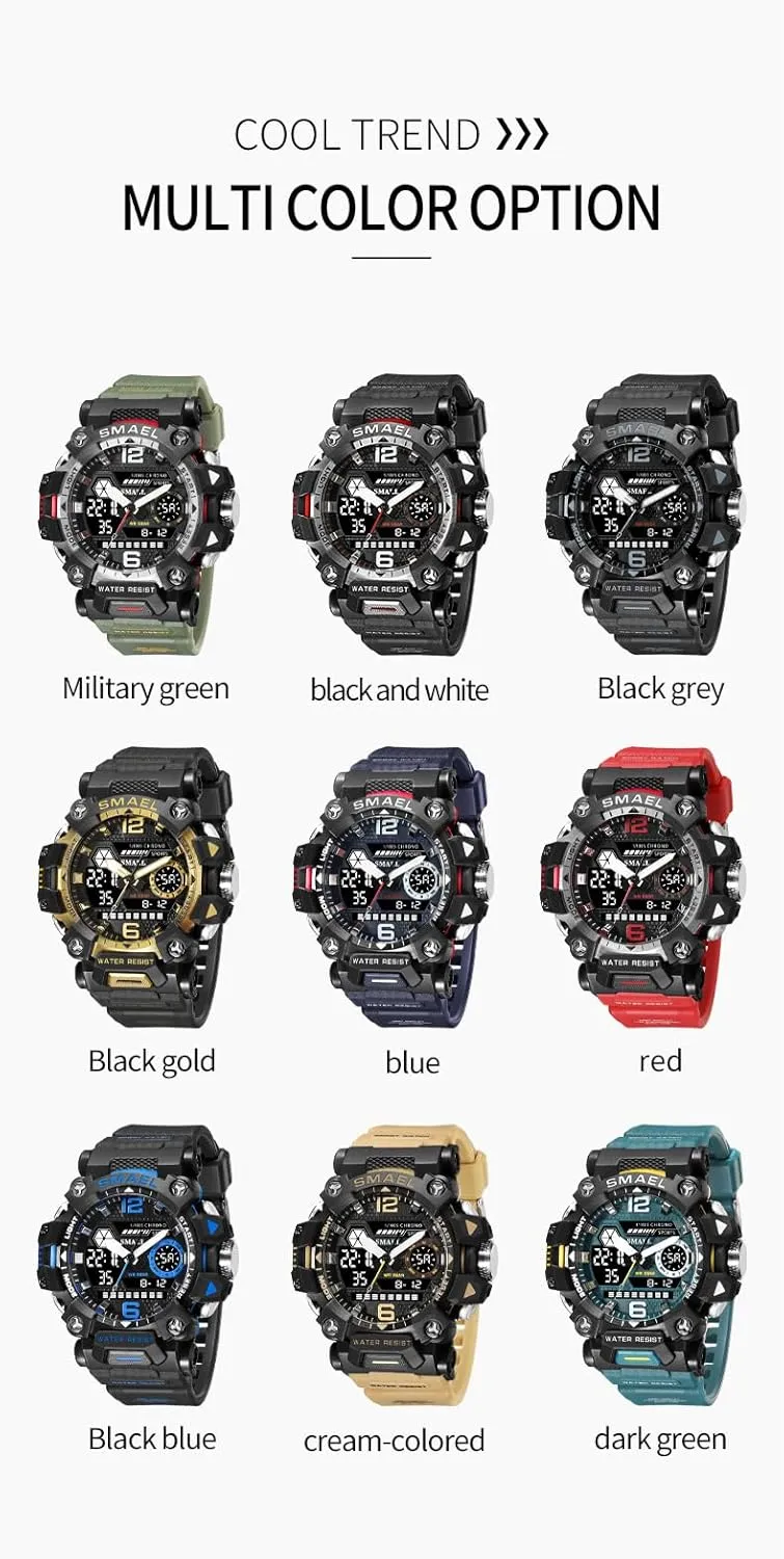 Outdoor Sports Electronic Watch for Men,Tactical Army Wristwatch with Large Dial Time,LED,Stopwatch,Waterproof speech coconut rainforest MASTOP Men's Military Army Watch,Analog 