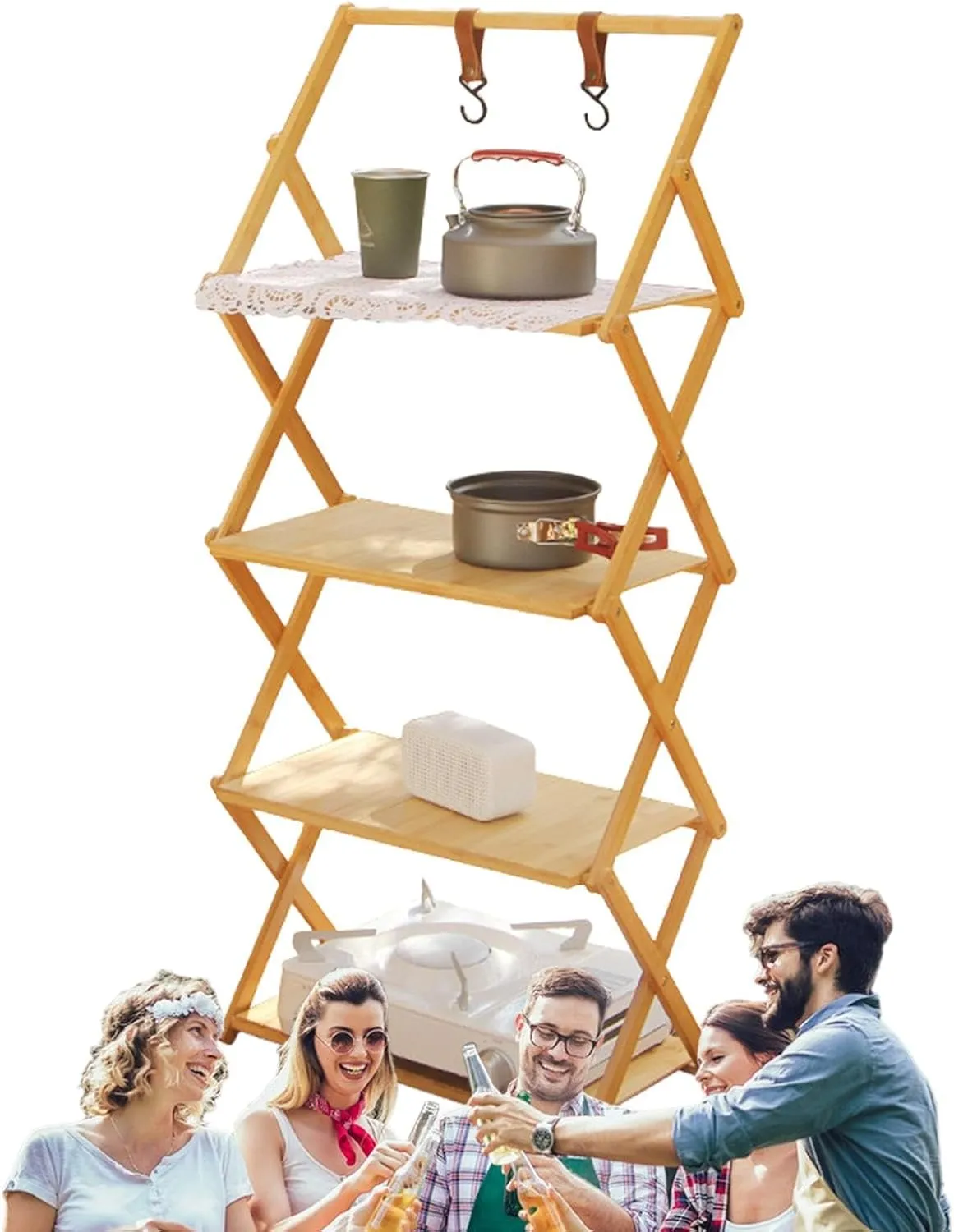 Outdoor Use Kitchen morally abort remodel challenge liable tenon Foldable Camping Shelves - Folding Camping Foldable Shelf, Multi Tier Camping Portable Storage Shelf Racks | Wear Resistant Fashionable Folding Picnic Table Storage Shelf for 