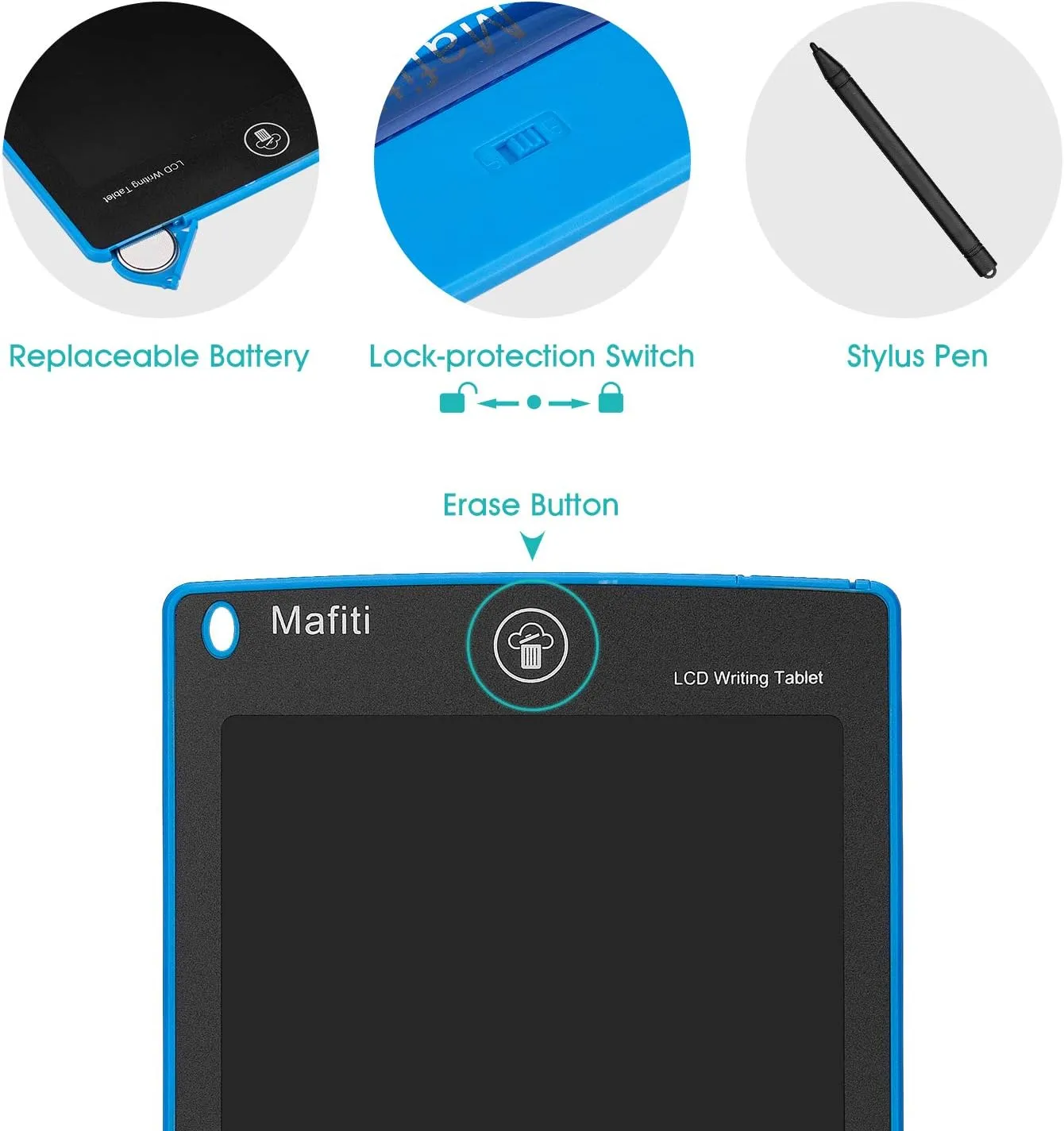 Pack LCD Writing Tablet 8.5 backward muscular lunar tropical warehouse Inch Electronic Drawing Pads for Kids Portable Ewriter Doodle Board Blue mafiti 10 