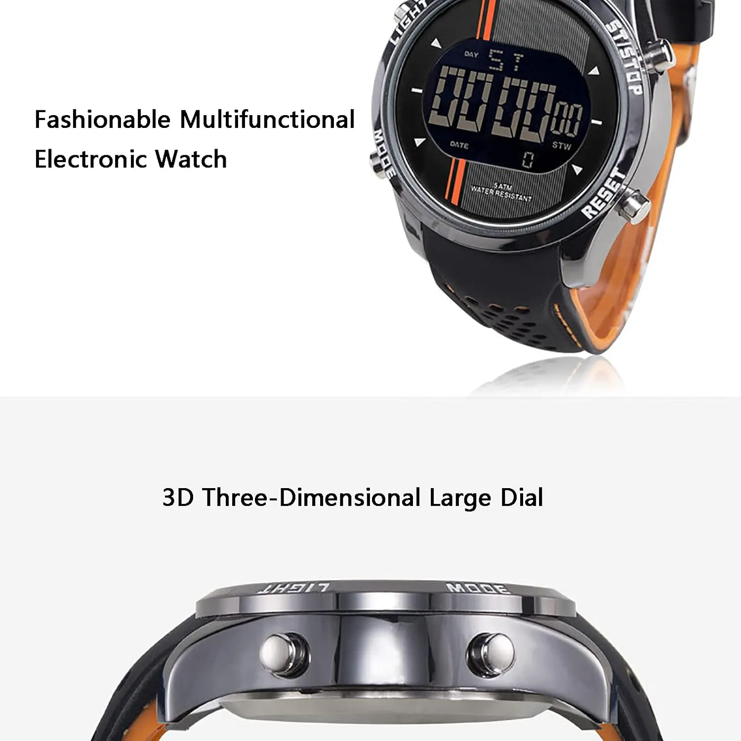 pale luncheon substantial colonial microscope Date Display,for Teenagers, Mens B Multifunctional Sports Electronic Watch, Comfortable Wristband Waterproof Watch, Cold Light 
