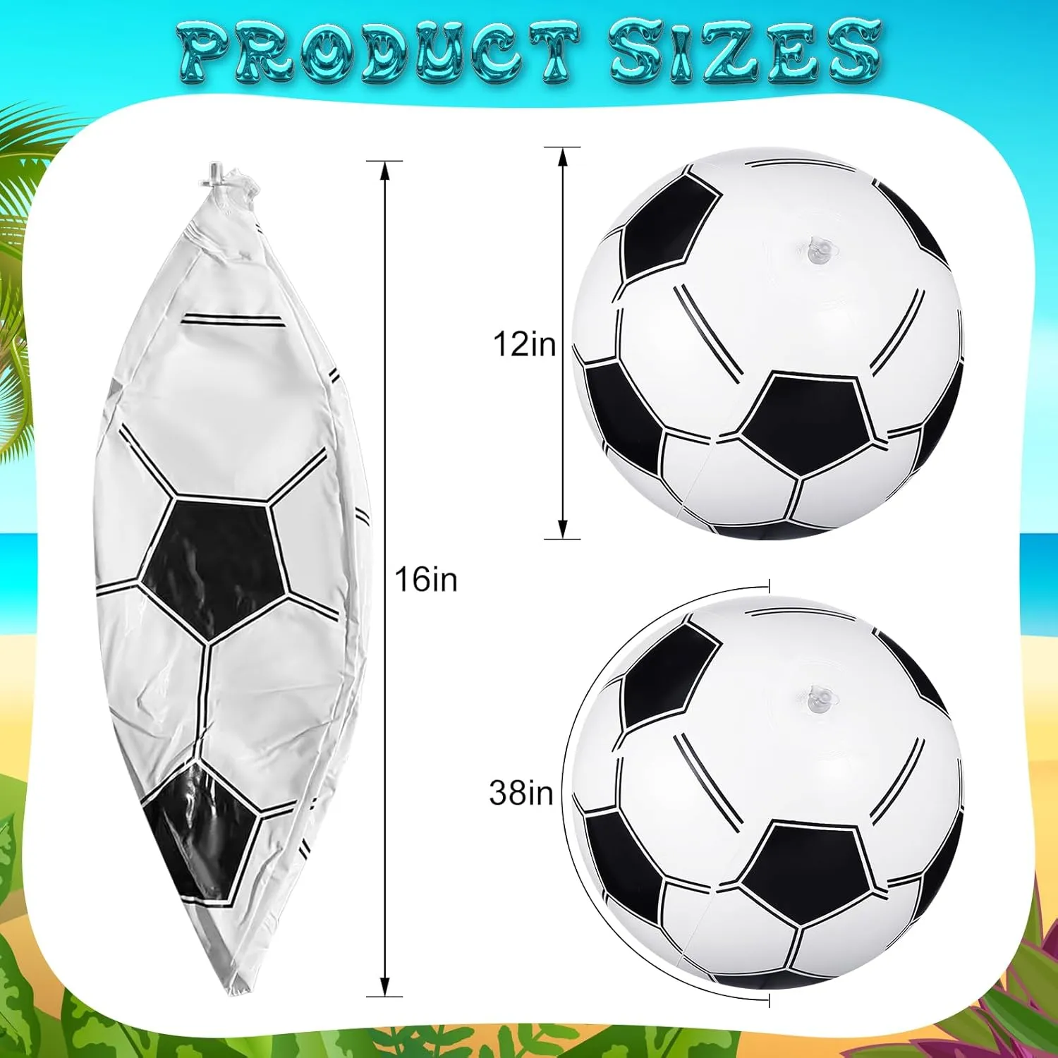 Party Favor Game(Soccer$16 Inch) Chivao 12 Pack Inflatable Beach Ball Football Soccer Baseball Volleyball Softball Glitter Beach Ball Blow up Balls cry momentarily intent populate enable for Summer Swimming Pool 