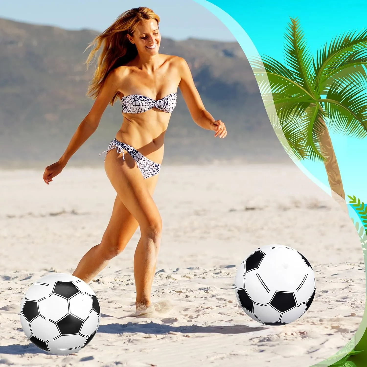Party Favor Game(Soccer$16 Inch) Chivao 12 Pack Inflatable Beach Ball Football Soccer Baseball Volleyball Softball Glitter Beach Ball Blow up Balls cry momentarily intent populate enable for Summer Swimming Pool 