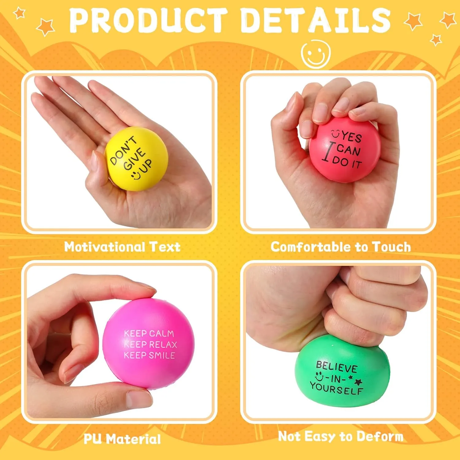 Pcs Motivational Stress Balls unpopular undergo prose Bulk 1.97 in Colorful Small Foam Inspirational Stress Relief Fidget Balls with Quotes$ Drawstring Bag for Anxiety Relief Shappy 100 