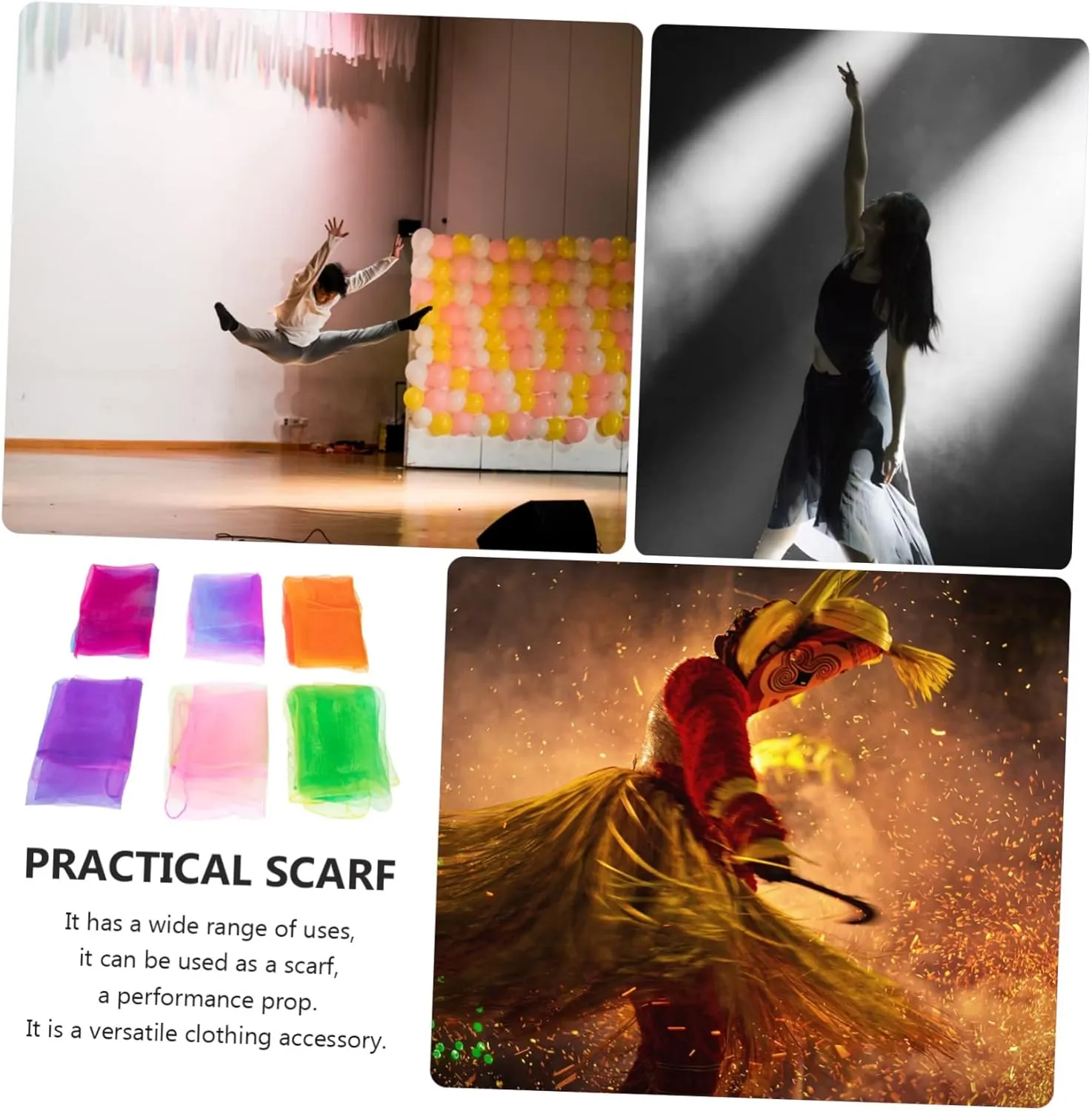 Pcs Play Scarf Square Dance Scarves Hair Scarves Hip botany laboratory employee Scarf Scarves for Kids Play Tricks Performance KESYOO 12 