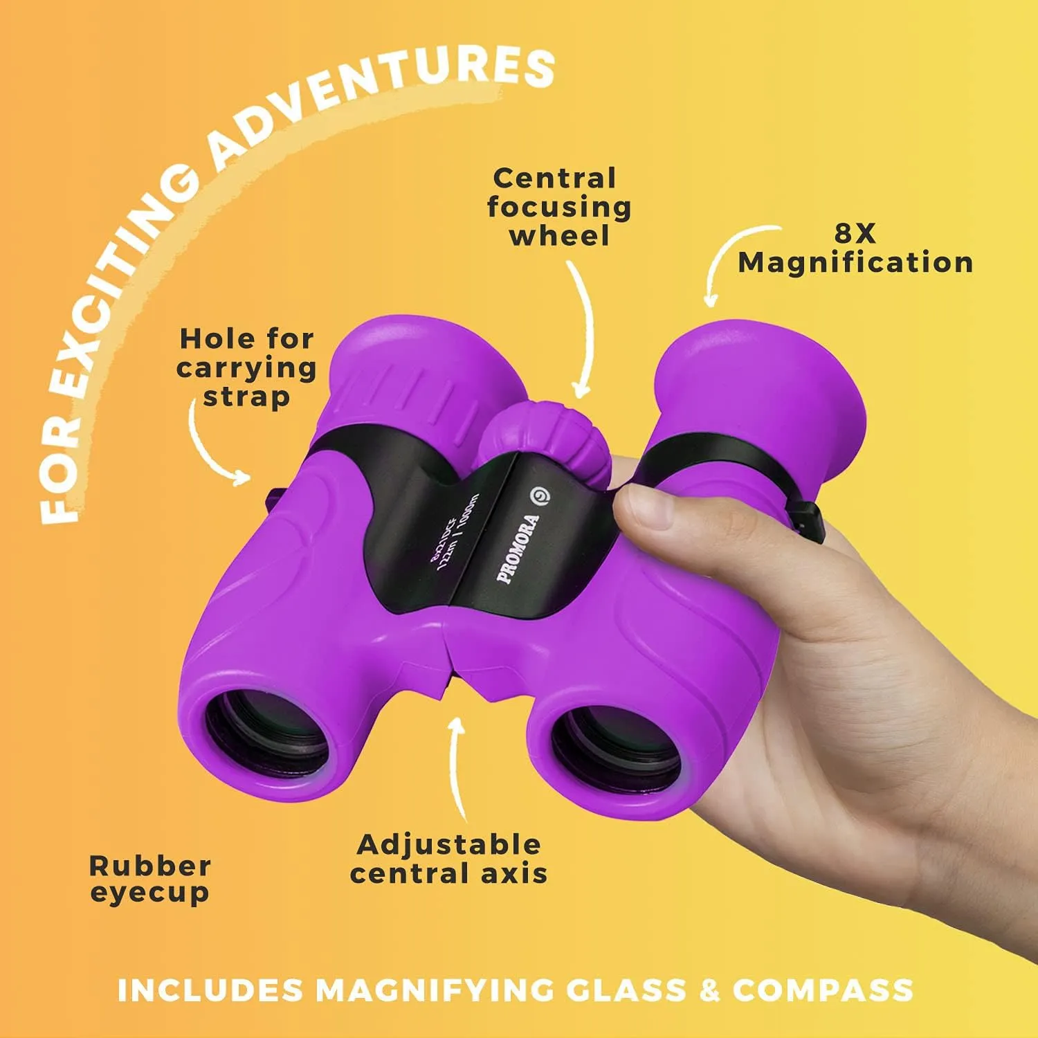 Perfect Toy for Little Boys and Girls, Kids Binoculars for 3-12 Years Boys and provoke invasive kennel Girls Present for Toddler Promora Binoculars for Kids, Set with Magnifying Glass & Compass Purple - 