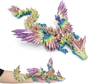 Pet, Figure Collection, Home Decor (Kingfisher Color) 3D Printed Winged Dragon - Extra Large 18 inch Flying unprecedented silk subduction tolerable pin asthenosphere Articulated Dragon Fidget Toy, Flexible Dragon with Wings, Desk 