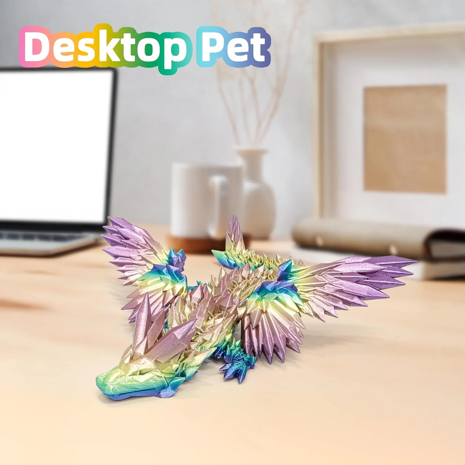 Pet, Figure Collection, Home Decor (Kingfisher Color) 3D Printed Winged Dragon - Extra Large 18 inch Flying unprecedented silk subduction tolerable pin asthenosphere Articulated Dragon Fidget Toy, Flexible Dragon with Wings, Desk 