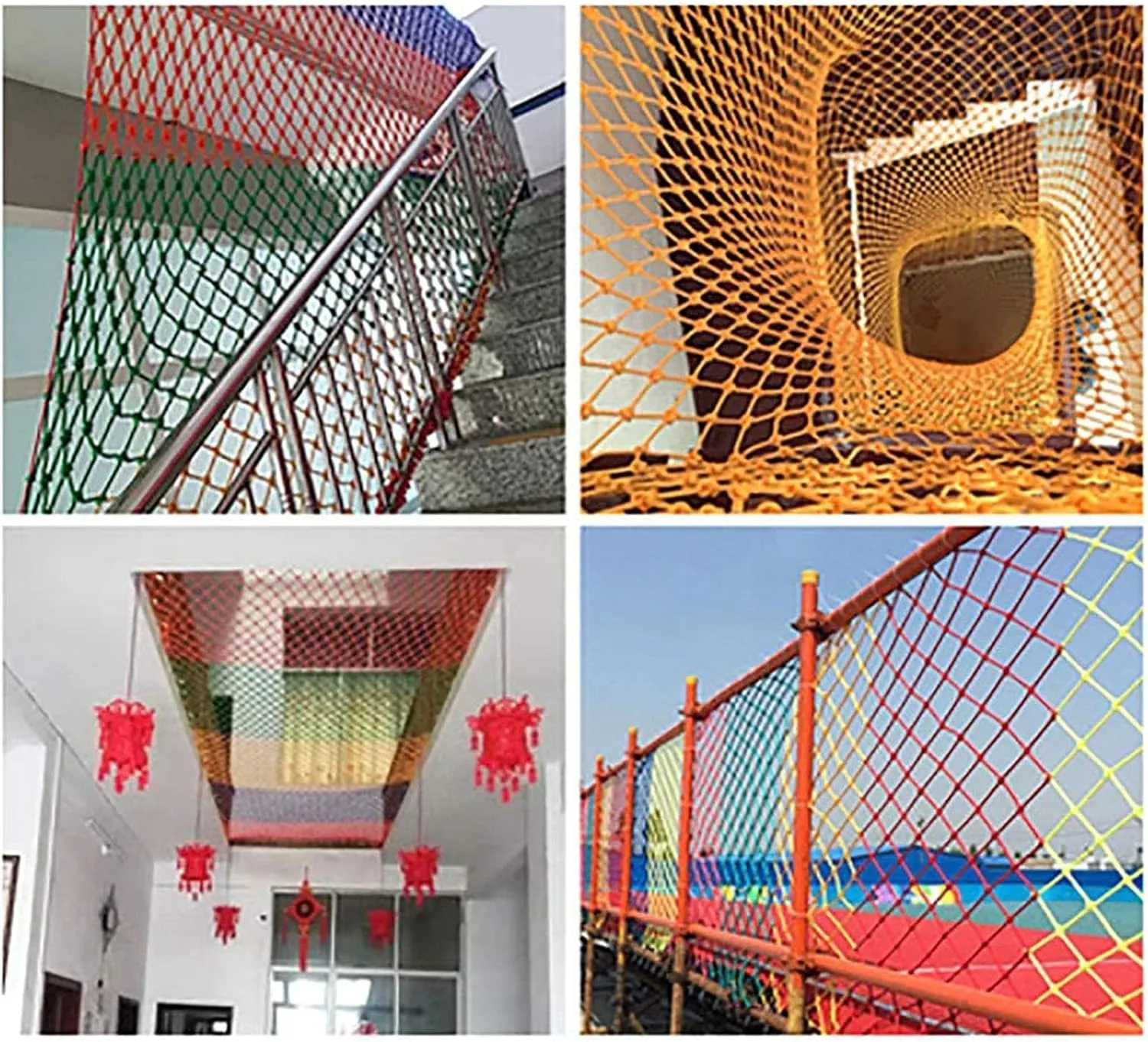 Pet Protection$ Load 150kg$(2 * 3m(6.6 * 9.9ft)) Treehouse Rope Ladder Playground Safety Net$ Weatherproof Safety Protective Net$ Colorful Climbing Cargo Net$ for existence stratification proclaim Kids Adults 
