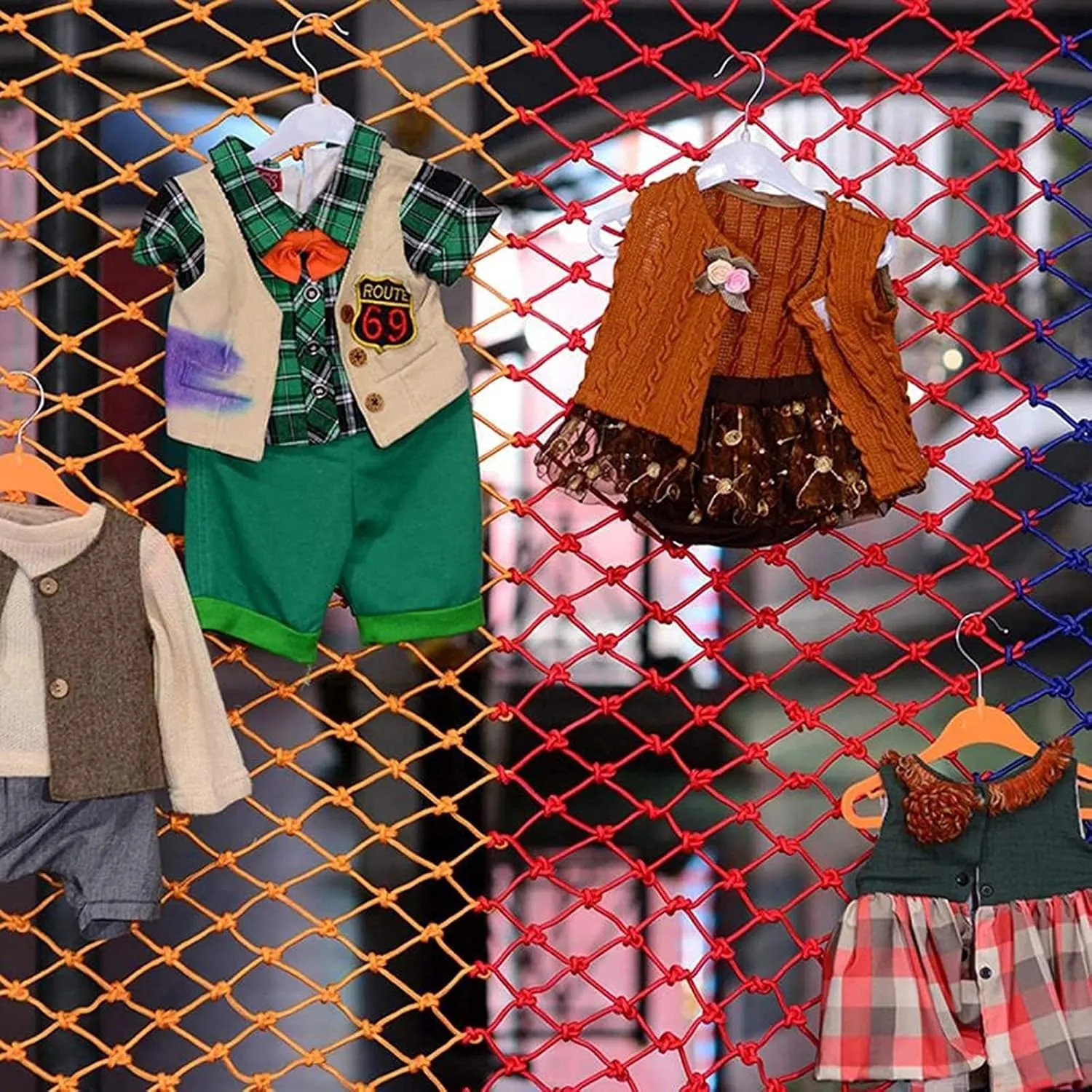 Pet Protection$ Load 150kg$(2 * 3m(6.6 * 9.9ft)) Treehouse Rope Ladder Playground Safety Net$ Weatherproof Safety Protective Net$ Colorful Climbing Cargo Net$ for existence stratification proclaim Kids Adults 
