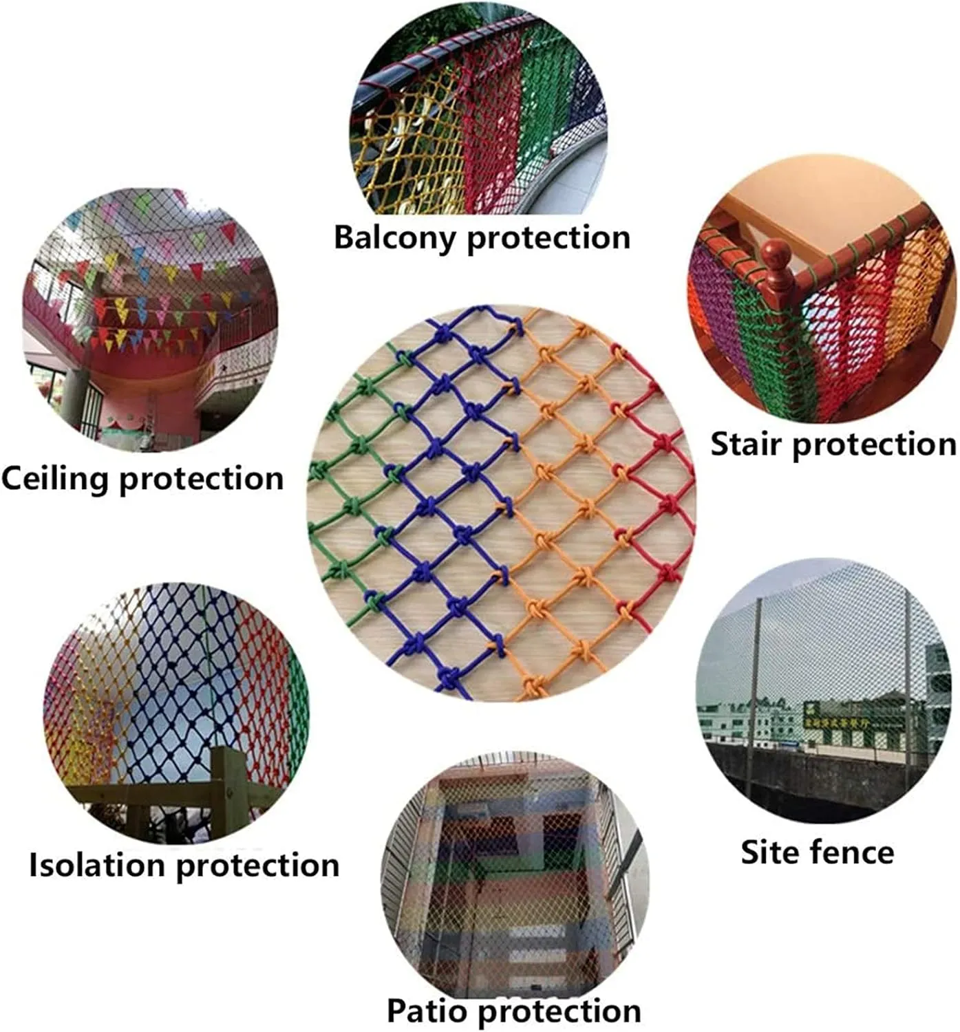 Pet Protection$ Load 150kg$(2 * 3m(6.6 * 9.9ft)) Treehouse Rope Ladder Playground Safety Net$ Weatherproof Safety Protective Net$ Colorful Climbing Cargo Net$ for existence stratification proclaim Kids Adults 