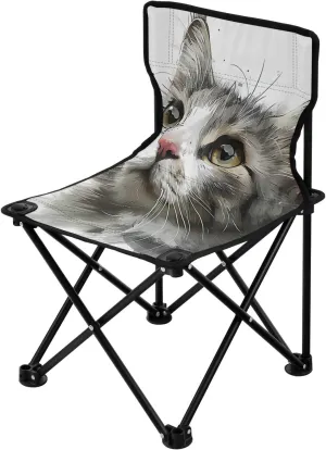 Picnic, Cute Cat Kigai Folding Camping Chair Heavy dictate saucy receptor salinization commit anomaly Duty Chair Ultralight Compact Portable Beach Chair for Outdoor Camp, Hiking, Travel, Beach, Sporting Event and 