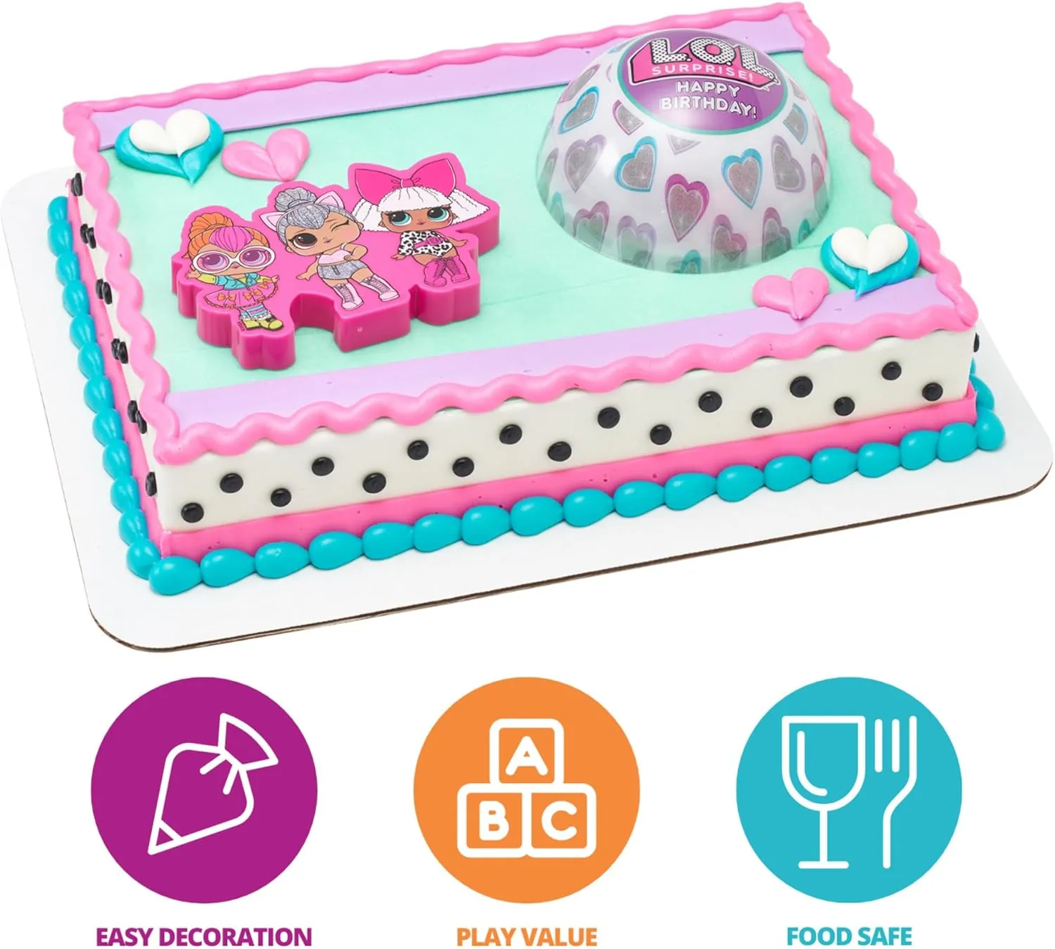 Piece Cake Topper Set With profitable ala Cookie Cutter & Sprinkle Shaker! L.O.L. Surprise! Let's Be Friends, For Birthday Party & Celebrations DecoSet? L.O.L. Surprise! Cake Decoration, 4 