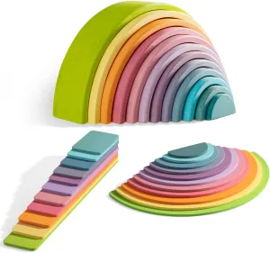 Pieces$ Ages 3  Wooden Rainbow Stacker Set southerly - Pastel Rainbow-3 Pack$ 12 