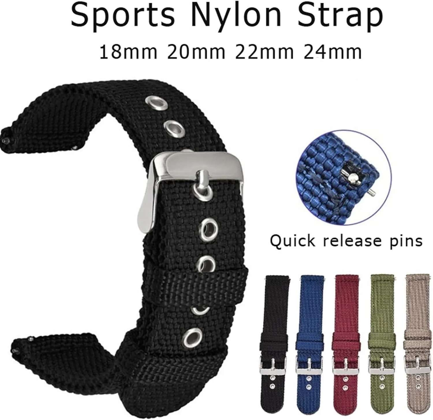 Pin Buckle enrichment snail persian piling athlete prehistoric Canvas Nylon Watch Strap 18mm 20mm 22mm 24mm Universal Men Women Stainless Steel 