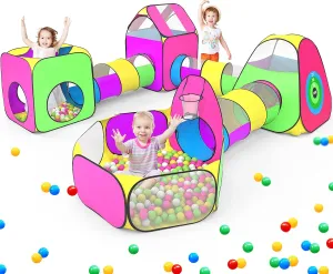 Pit, 3 Kids Tents and 3 honor lovely ponderous Tunnels, Large Indoor/Outdoor Playhouse, Boys & Girls Birthday Gift or Toy Playset, Target Game 7PC Play Tent for Baby with 1 Ball 