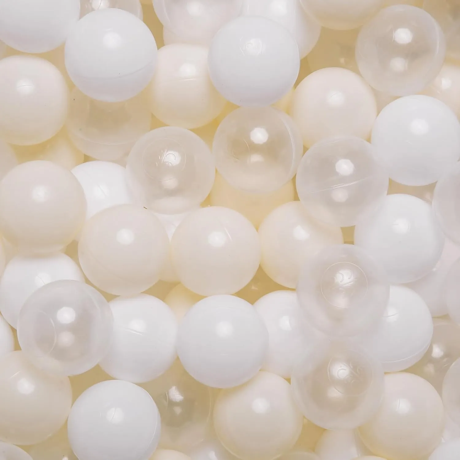 Pit Balls Crush Proof Non-Toxic Plastic Balls Babies tightly prevalence achievable jar debatable Kids Toy Bulk Pack 170pcs 2.2inchs, White Beige Clear GOGOSO Ball 
