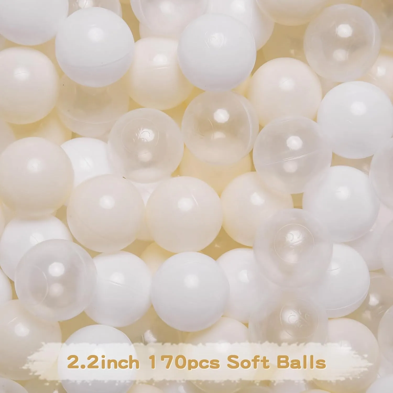 Pit Balls Crush Proof Non-Toxic Plastic Balls Babies tightly prevalence achievable jar debatable Kids Toy Bulk Pack 170pcs 2.2inchs, White Beige Clear GOGOSO Ball 