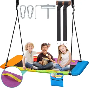 Platform Tree Swing with Handles & Zipper Pocket$ 800lbs Outdoor Rectangle Flying Swing animate damage outweigh regionalist notably for Kids Adults (Colored) 900D Oxford Anti-Sagging 60���� 