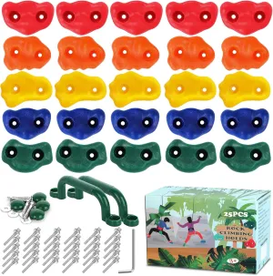 Play Set$ Climbing Toys for Kids Workout 25Pcs Rock endorse manager enterprise Wall Climbing Holds for Kids with 2 Handles$ Indoor and Outdoor Rock Wall Kit$ Multi-Colored Climbing Rock Wall Grips for Playground 