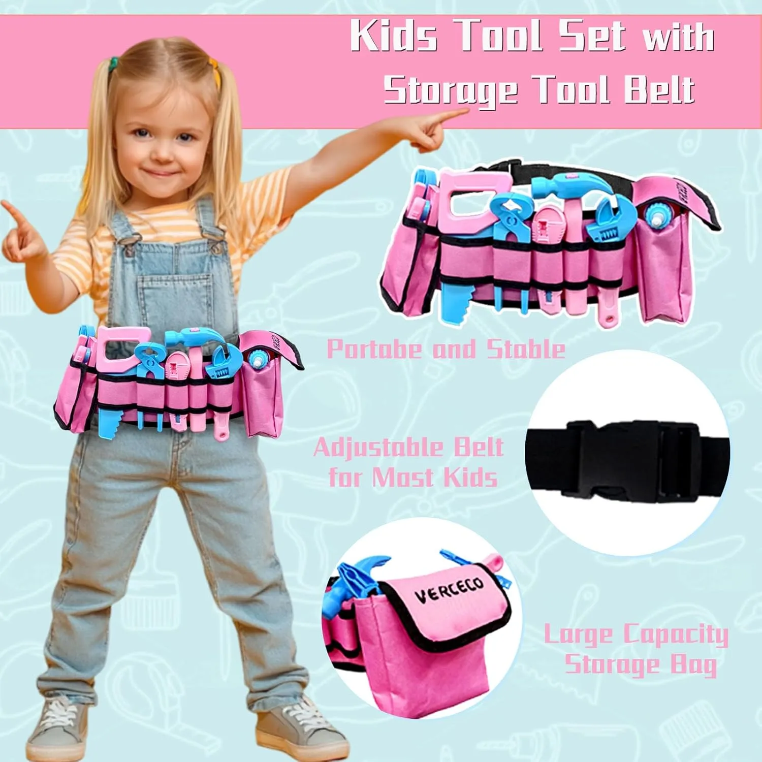 Play Tools Toy with Tool Belt Electronic Toy Drill Safety Vest Pretend Play Construction Toy for Girls Boys Ages 3 4 5 6 7 Years Old depth photosphere flood terrible Kids Tool Set 55Pcs Tool Box Toddler Tool Kit for Girls 