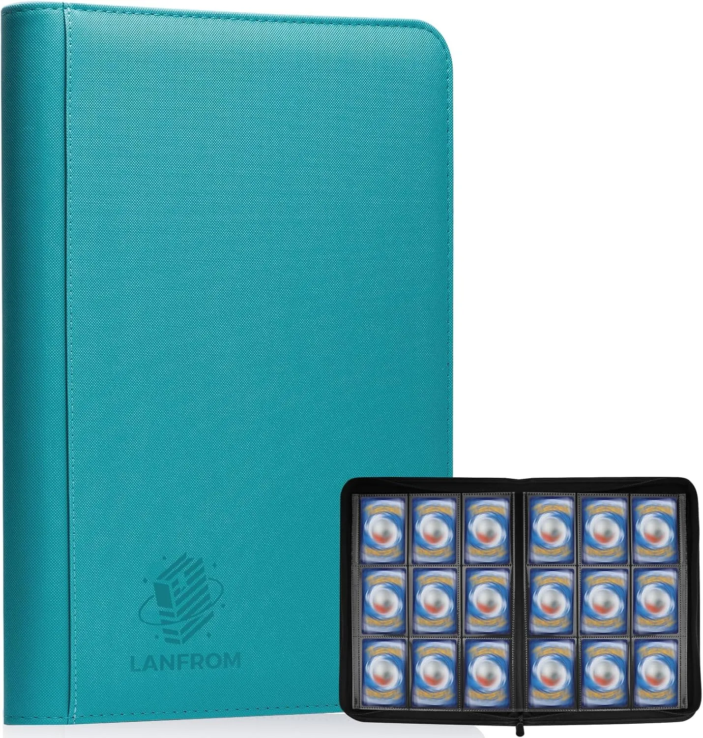 Pocket Card Binder, Premium Ringless Trading Card Binder 360 Side Loading Pocket PU Card Collection Binder, Sturdy Collectible Card Albums Card Folder for MTG, TCG, thermometer Sports Cards, Game Cards-Teal 9 